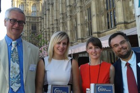 The BU winners and staff outside the House of Commons