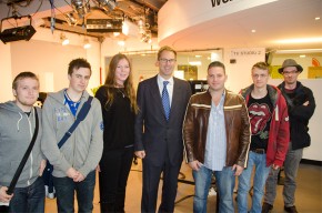 Tobias Ellwood MP with Media School students